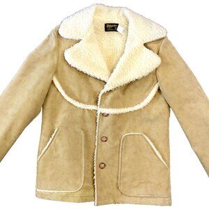 VTG Penny Lane Swingster Coat Faux Sheepskin Jacket M 70s Sherpa Rancher Lined